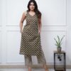 Blue floral printed Straight 2-Piece Collection - Kurti & Pant - Cotton - Green